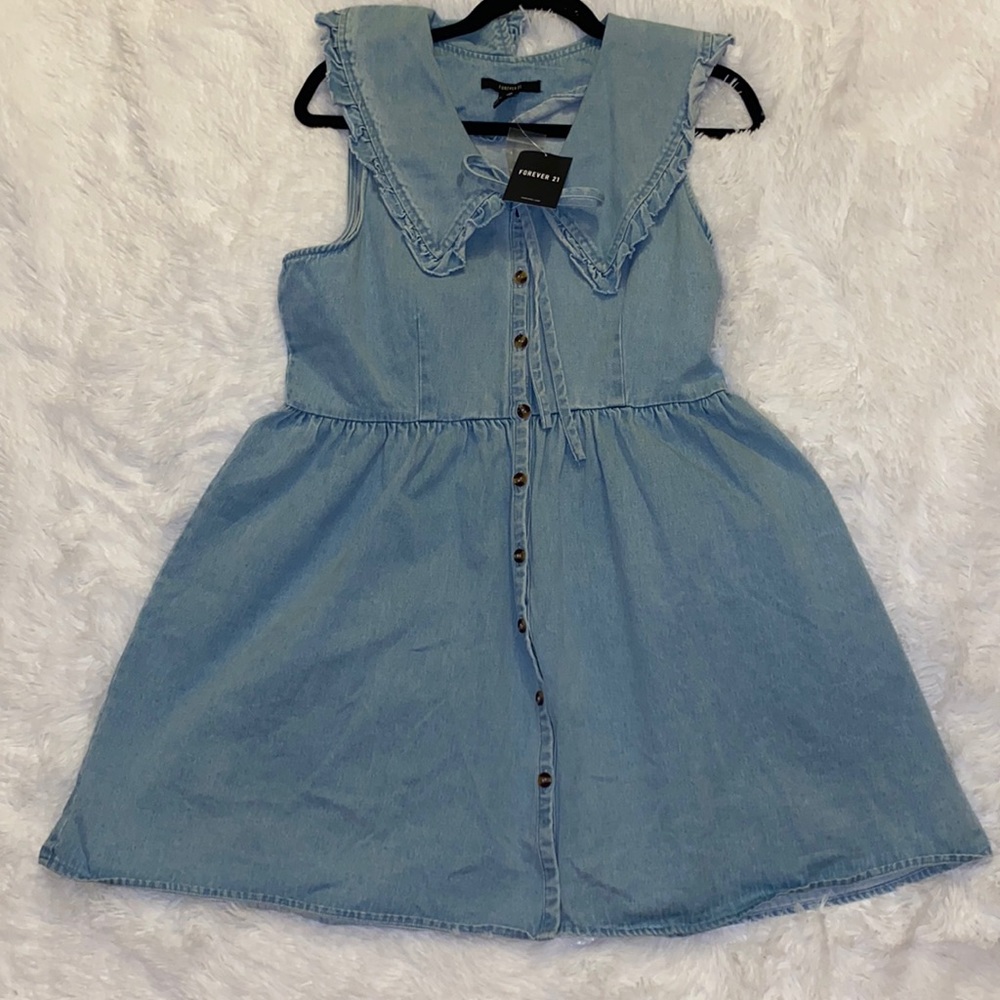 NWT forever 21 denim babydoll dress size L